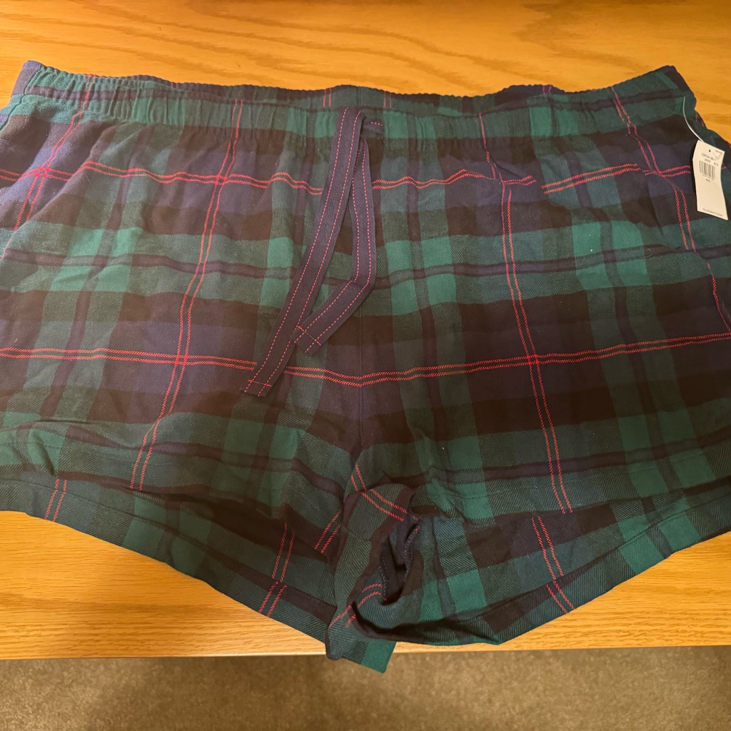 Old Navy Green And Blue Plaid Boxers (2pairs) And Christmas Trees (1pair)